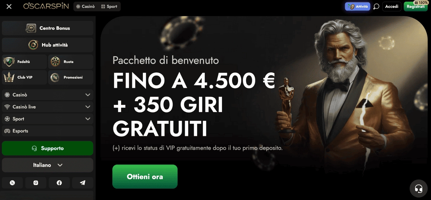 Oscarspin e il suo VIP Club da sogno